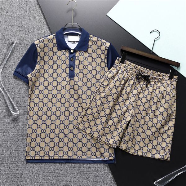 

Summer mens sports suit casual sports suit mens fashion loose letter printed short sleeved shorts two-piece set 3XL, Army green