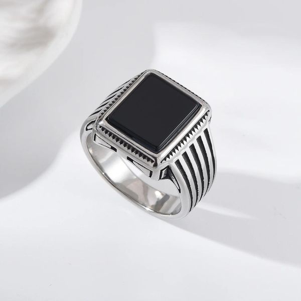 

R3511 Exquisite Fashion Men's Stainless Steel Agate Tiger Eye Ring with Vintage,Factory Direct Sales