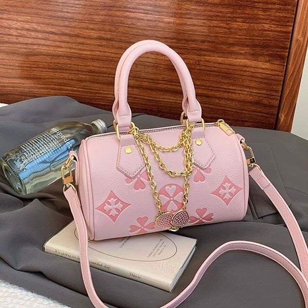 

Best free shipping designer shoulder bags fashionable Versatile bag chain barrel-shaped bag for woman black white pink, Colour1
