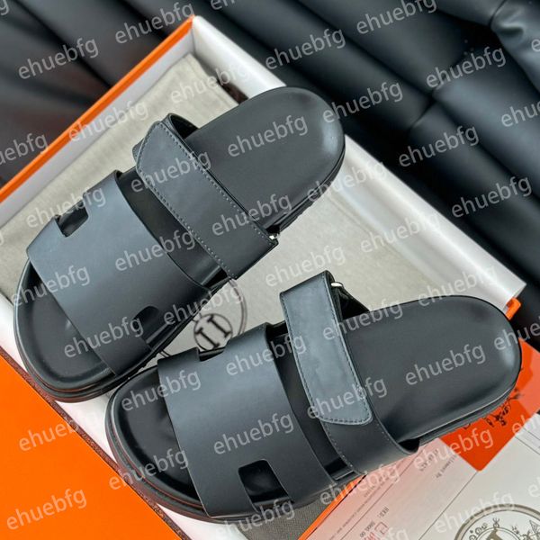 

Designer women's sandals brand-name women's slippers thick-soled men's slippers flip-out casual beach sandals leather high-quality with box, H-8