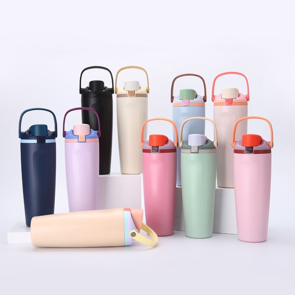 Owala 30oz Insulated Stainless Steel Water Bottle with Straw BPA-Free Sports Water Bottle Great for Travel Portable Sports Water Cup with Lock Buckle Thermos Cup 2025