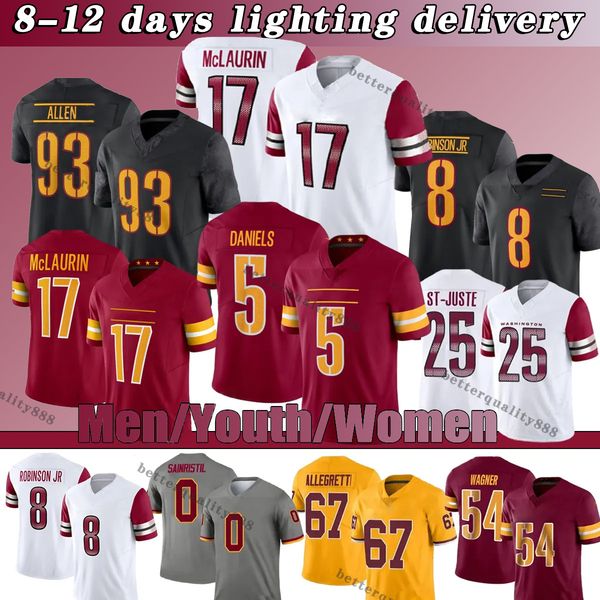 17 Terry McLaurin Commanders Jerseys #5 Jayden Daniels Brian Robinson Jr. Luke McCaffrey Nick Allegretti #25 St-Juste #93 Jonathan Allen #0 Sainristil Football Jerseys
