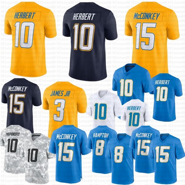 2025 New Justin Herbert Football Jersey Omarion Hampton Khalil Mack Derwin James Ladd McConkey Joe Alt Rice Tomlinson Fulton Seau Dicker Najee Harris Jerseys