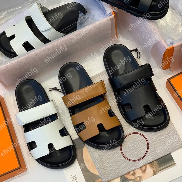 

Famous brand sandals for women famous slide sandals for women thick soled slide sandals for men flip over casual beach sandals leather with the best quality and box, H-14