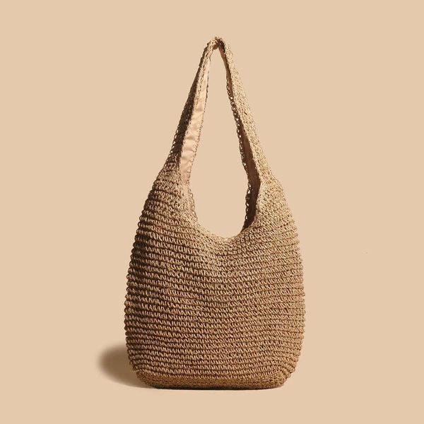 

Best Versatile Women Large Capacity Shoulder Bags Handmade Straw Woven Bohemian Shopper Totes Bag Casual Woven Straw Bag Everyday Use, Khaki