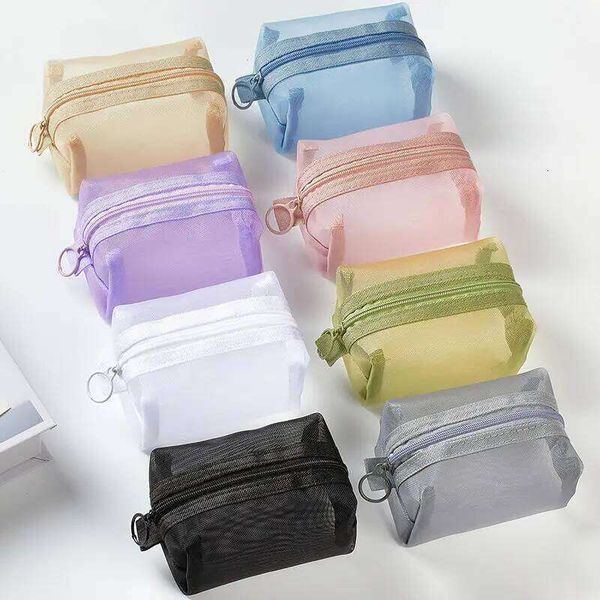 Mini Clear Nylon Mesh Cosmetic Cute Women Small Lipstick Makeup Bags Pouch Data Line Key Earphone Organizer Case X250828