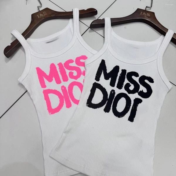 

Women's T Shirts Women Sexy Tank Top 25 Vest Early Spring Year Of The Snake Limited Letter Graffiti Printing White Ribbed Knitted, White1