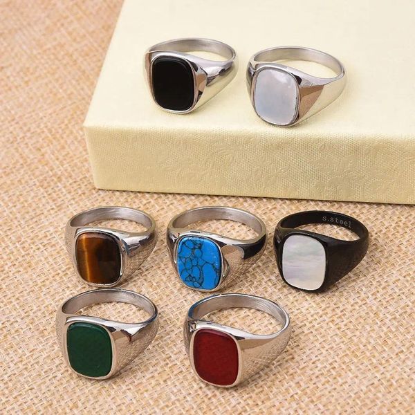 

R3327 Men's/Women High Quality 316LStainless steel Onyx Wedding Rings Classic Fashion Trend Jewelry Product