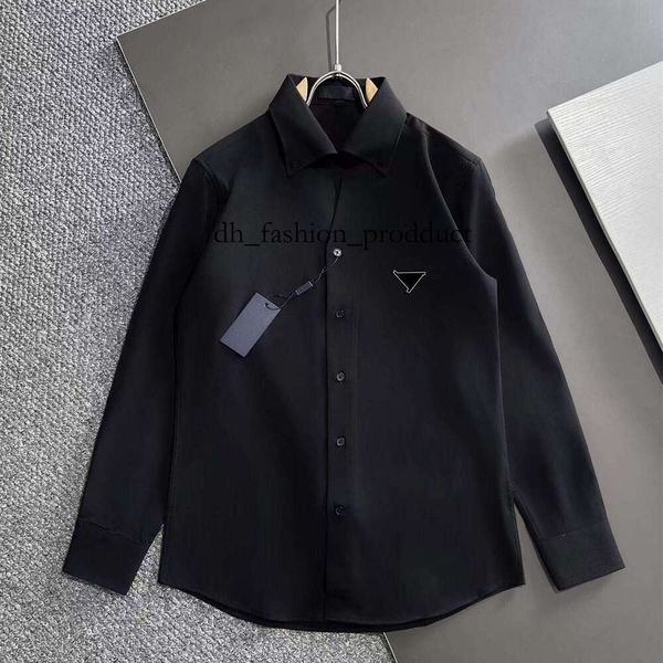 

praded Designer men's shirt classic prafa men's long sleeved padel T-shirt men's polo shirt men's business casual shirt luxurious fabric simple style 740, Shirt8