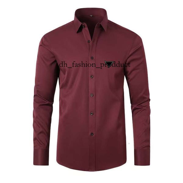 

praded Designer men's shirt classic prafa men's long sleeved padel T-shirt men's polo shirt men's business casual shirt luxurious fabric simple style 1db, White1