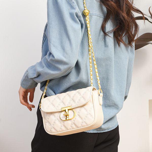 New arrival! Stylish and simple quilted stitched shoulder crossbody bag with a small gold ball chain, a versatile phone bag for women