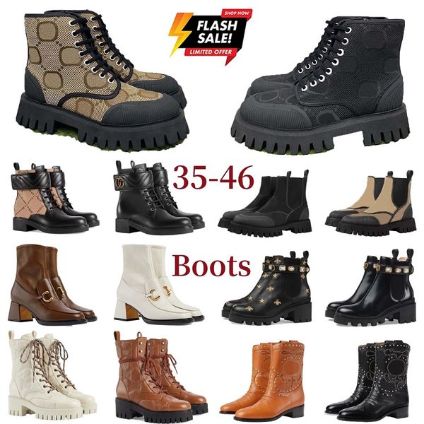 

35-46 Designer Brand Luxury Boots Lace-Up Boots High Quality Men Women Boots Real Leather Half Boot Classic Style Shoes Winter Fall Snow Boots booties Canvas Ankle Boot, Color#3
