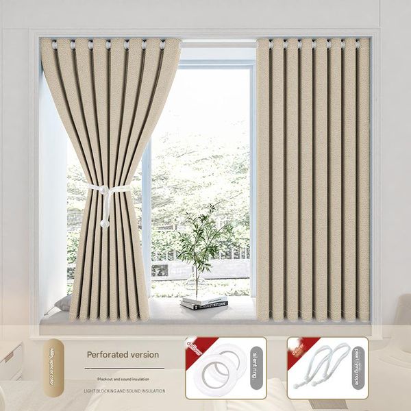 YL-36613 bedroom blackout curtain no need to punch holes, installation, free telescopic rod, a complete set of 2025 new partition sunshade bay window