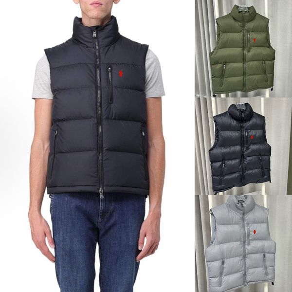 

Deisgner Men's Vests Embroidered logo classic style, water-resistant down vest for couples same style, Black