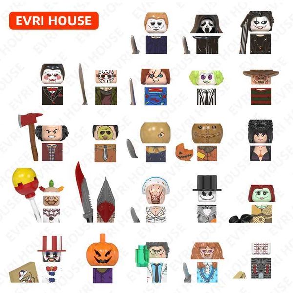 Horror Movie Action Figures It The Shining Silent Hill Nurse Zombie Walking Dead Bricks Building Blocks Toys For Children L250715