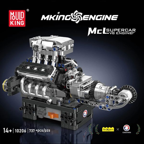 The MCL Sport Car V8 Engine Building Blocks Mould King 10206 Motorized Car Part Toys Education Assembly Bricks Kids Christmas Gift