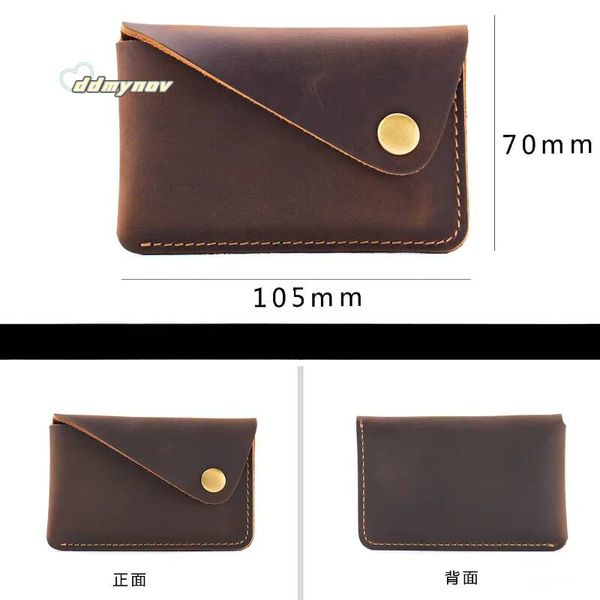 Men Genuine Leather Vintage Short Case Ultra Mini Thin ID High Quality Credit Card Holder Cash Wallet dhmallking