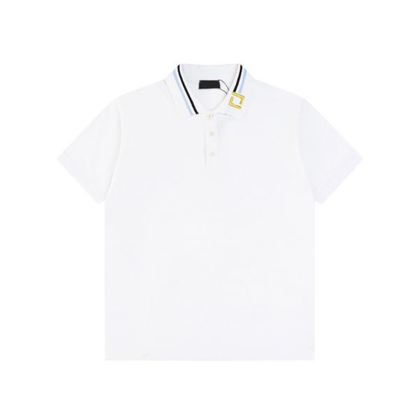 

Polos Designer Shirt Short Sleeve Embroidered Business Leisure Comfortable Casual Cotton Designer Elegant Polos Lapel, Black2