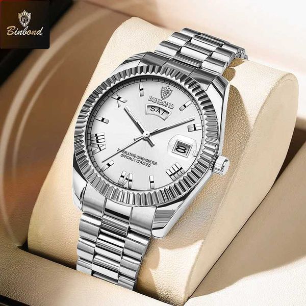 BINBOND Luxury Sport Wrist Watch For Man Waterproof Luminous Date Men Watch Quartz Stainless Steel Mens Watches Male Reloj W250718