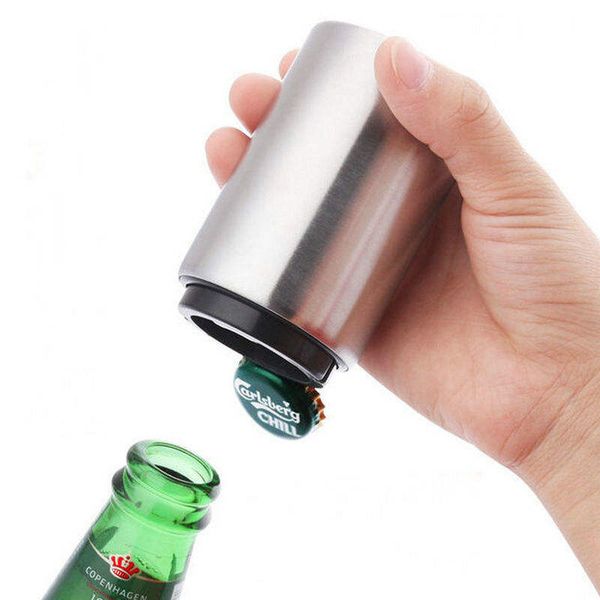 Beer Bottle Opener Stainless Steel Automatic Wine Bartender Tool Press & Pop Lid Quick Open Cap for Kitchen Home Bar Restaurant Household Utensils