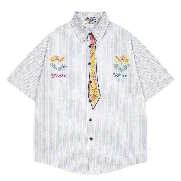 

Extra Large Size 150kg Summer Trendy Hand-painted Graffiti Short Sleeve Unisex Loose Couple College Casual Shirt, White