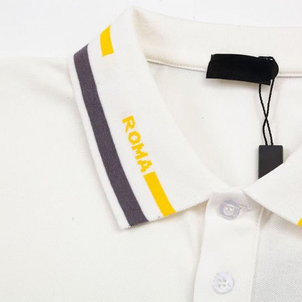 

Mens Polos Shirt Short Sleeve Embroidered Business Leisure Comfortable Casual Cotton Designer Elegant Polos Lapel, White2