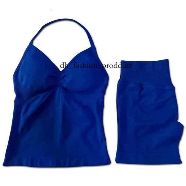 

dfyn impact shorts dfyn shorts womens 2pcs Impact Gym Set Womens Backless Tank Top High Waist Threaded Seamless Shorts Gym Set W250410 329, Light yellow