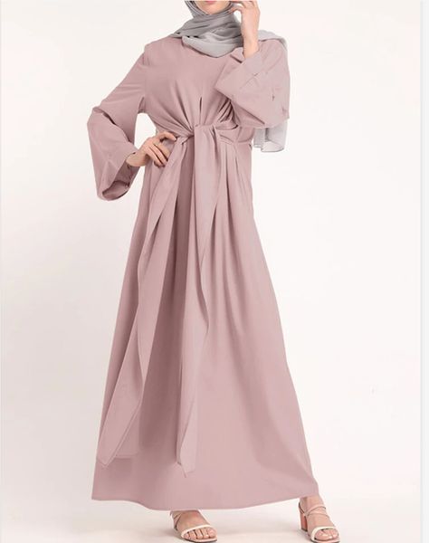 (23) New Beautiful Fashionable Solid Color Elegant Simple Connecting Belt Dress Robe