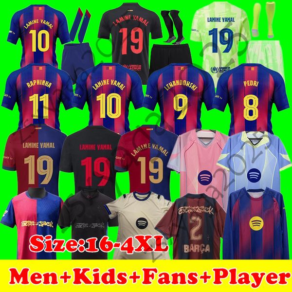 RASHFORD RAPHINHA Soccer LAMINE YAMAL Jersey kid Kit OLMO LEWANDOWSKI 24 25 26 Home Away 3Rd 125th Camiseta PEDRI GAVI Child Men Fans Player Football Jerseys Sets