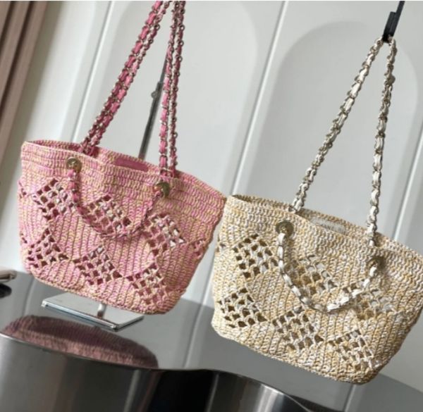 

Mirror Handmade high-quality woven 10A designer fashion shoulder crossbody armpit hollow design casual outdoor beach bag 4714, Pink