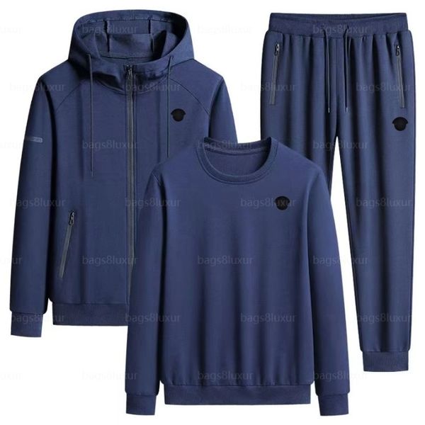 Men's Sportswear Designer Jacket Hoodie Men's Sports Two-Piece Set Long Sleeve Outdoor Hoodie Comfortable Sports Pants Three-Piece Set Black Cotton Comfortable