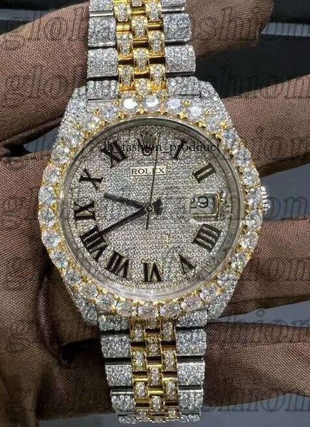 

date just Shiny and luxurious Fashionable whole body Moissanite Watch For MenFashion Hip hop jewelry VVS Hop Enthusiast men's and men's and Fashionable whole body 22, Sky blue