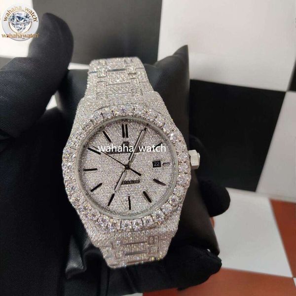 

Luxury automatic mechanical watch can pass the diamond test pen test Frozen texture Designer men's and women's watches VVS Moissanite watch Free delivery logistics, Rose gold 3