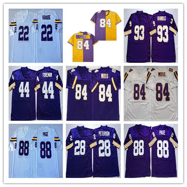 

American Throwback Football Jerseys Randy Moss John Randle Fran Tarkenton Paul Krause Adrian Peterson Chuck Foreman Chris Doleman Alan Page Cris Carter Stitched, As pic 1