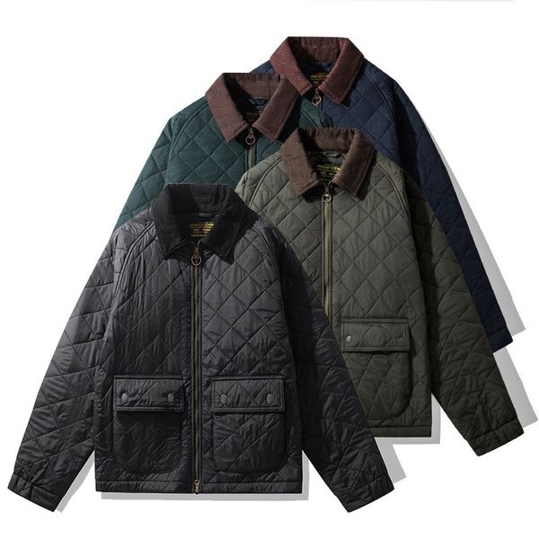

Designer Jacket Down Parkas Corduroy Dom Quilted Jacket Coat Diamond Grid Cotton Coat Clothes, Blackish green