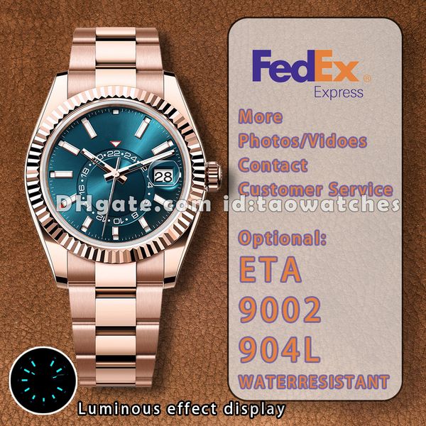 

Mens Watch Luxury Designer Watches N Factory 9002 movement Full function SKY--Dweller Automatic mechanical watch 904L steel Sapphire Waterproof 72H Power Reserve, Millennium rose gold bronw