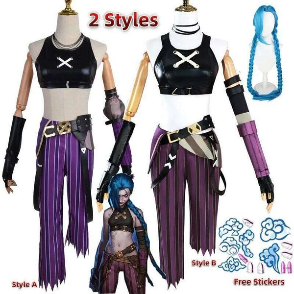Game League of Legends Cosplay Costume Anime LOL Arcane Young Ver Jinx Role Play Halloween Uniform Sexy Girl