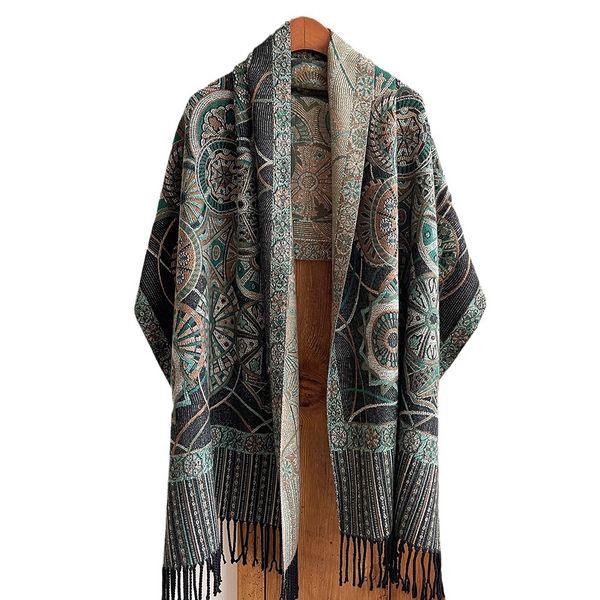 

Wind Retro Flowy Shawl Traditional Chinese Style Elegant Vacation Ancient Style Scarf Women's Cloak Coat Fashionable Warm