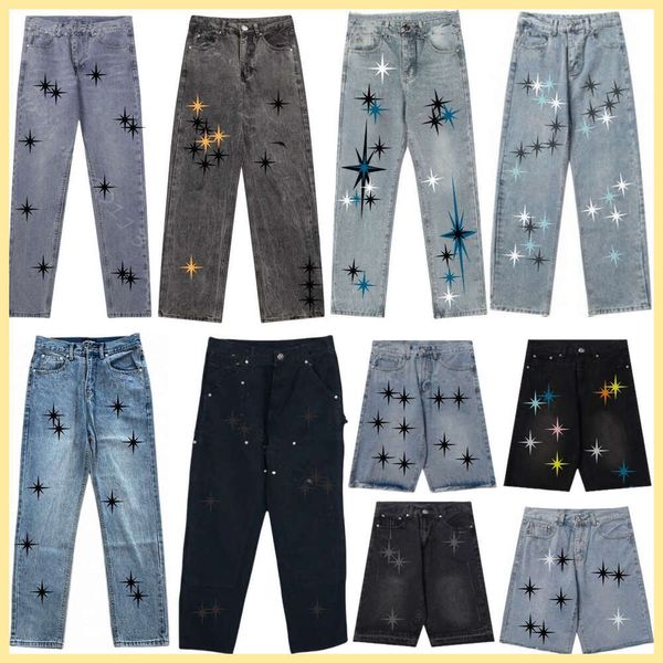 

designer chrome jeans baggy stacked jean shorts skinny men high quality embroidery denim slim fit jean sweatpants designers joggers pants clothing, Army green