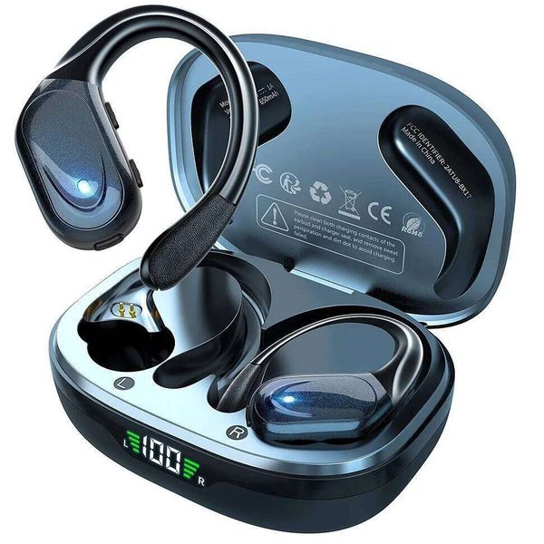 Bluetooth 5.3 Earphones True Wireless Headphones With Mic Button Control Noise Reduction Earhooks Waterproof Headset For Sports