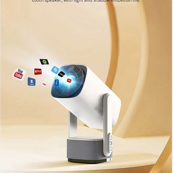 Built-in battery for outdoor use; high-lumen projector for direct projection on a white wall during the day; mini small projector