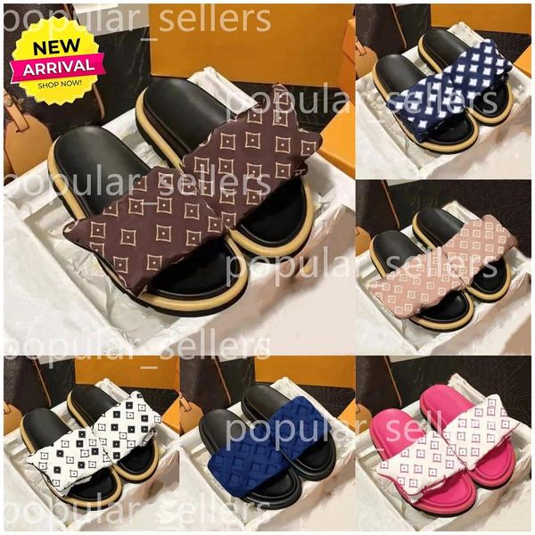 

2025 luxury Designer Woman Slide Slippers With Box Black White Sandals Slipper Summer Holiday Beach Flat Sandals for Women Slides Flip Flops Casual Shoes, Pink