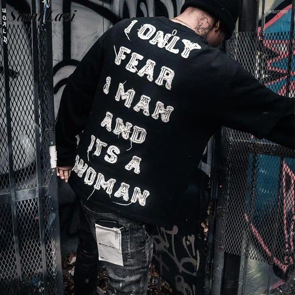 

Men' Hoodies 2025 Spring Autumn Daily Casual Mens Long Sleeve O Neck Fashionable Sweatshirts Hip Hop Embroidery Loose Pullovers, 01 black