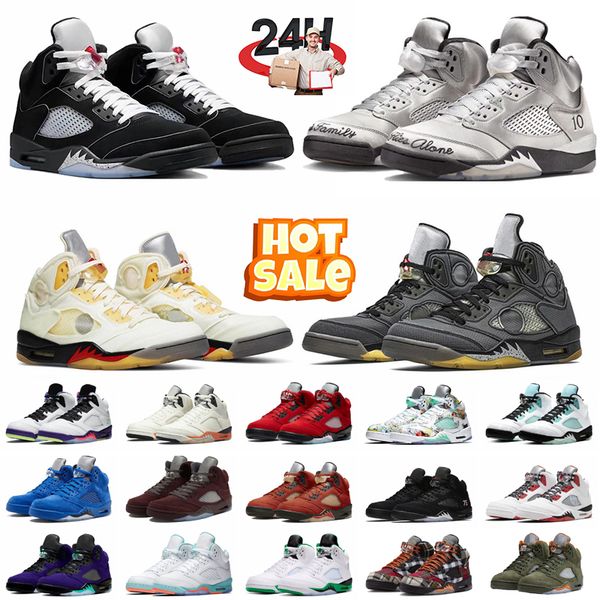 

5s Basketball Shoes For Men Womens Sneaker Oreo Red Thunder Unc Bred Cacao Medium Olive Sail Mens Outdoor Sports with box 36-47, Deep blue