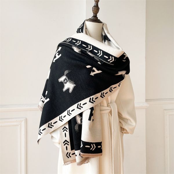 

Women's Lettered Jacquard Scarf - Cartoon Style Imitation Cashmere Shawl