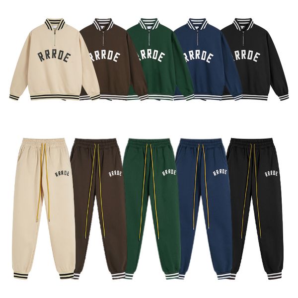 

Men's Tracksuits Designer Letter printed half zip stand up collar with fleece hoodie for men and women sports and casual pants set, R7