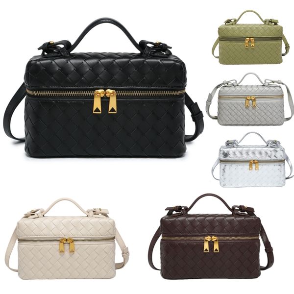 

Vanity 2025 bag Genuine Shoulder Bags Bang Intrecciato Leather Cosmetic Case Handmade Woven Cross body Bag Designer Purses Handbag, Ostrich pattern deep brown
