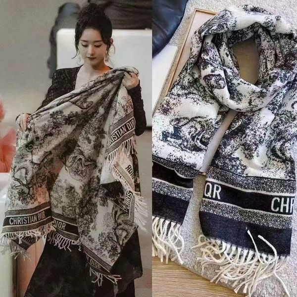 

Womens Warm Imitation Cashmere Jacquard Shawl - Long-Haired Scarf for Autumn/Winter