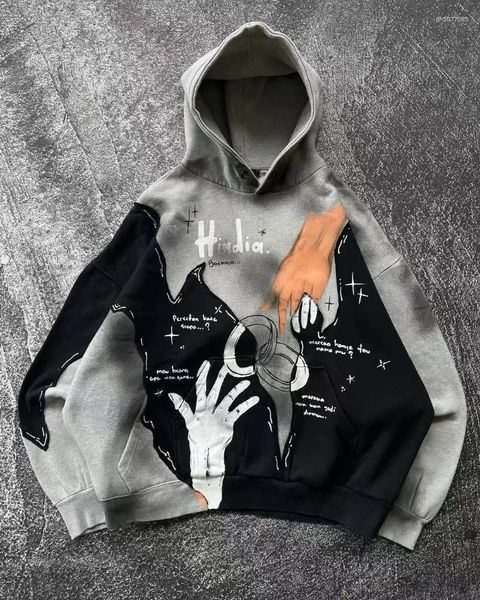 

Men' Hoodies 2025 Gothic Harajuku Style Graphic Design Men Clothing High Street Casual Hip-hop Punk Hoodie Couple Loose Sportswear, A1