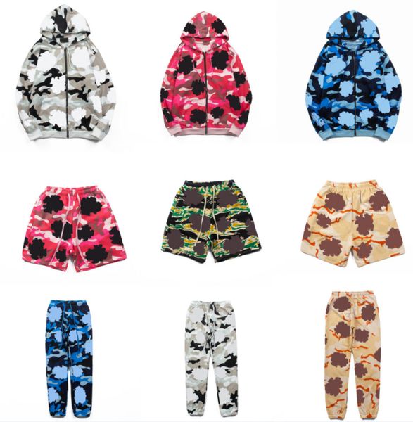 

Men's Tracksuits Designer Cotton Flower Camouflage Cotton Flower Wreath Zipper Hoodie Sweatshirt Pants Male Female Couple, A15